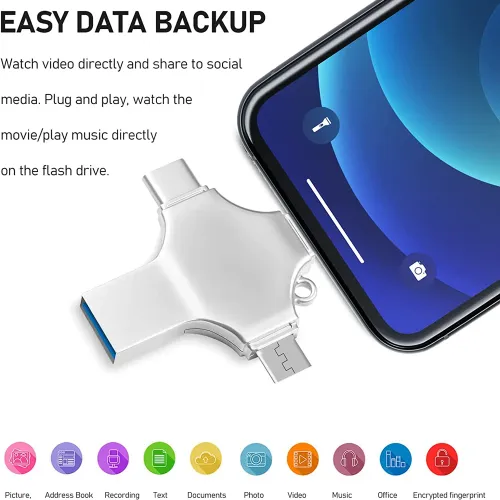 for iPhone iso 4in1 USB 3.0 Flash Drive 512GB 256GB 128GB 64GB 32GB Metal Pendrive iPad Android OTG Mirco USB Memory stick