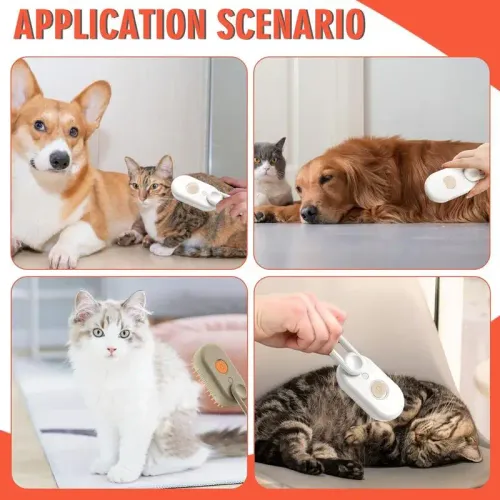 Cat Dog Pet Spray Massage Brush 3 in 1 One Button Steam Spray Folding Rotatable Floating Hair Bath Hair Removal Brush Comb