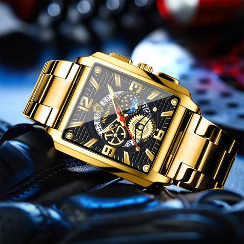 Binbang Men's Retro Square Multifunctional Watch – Cross-Border Bestseller (Date Display, Waterproof, Luminous)