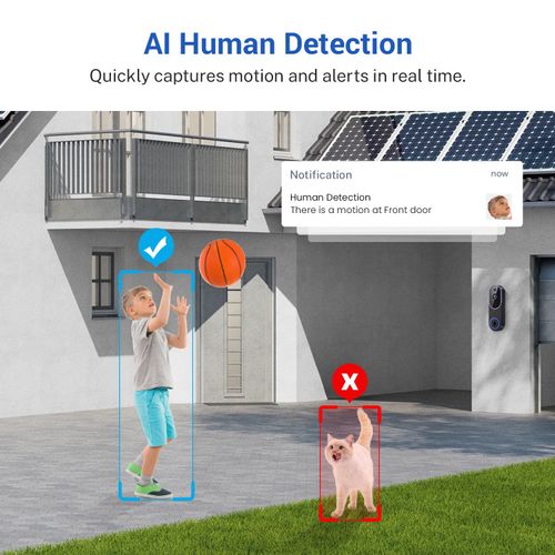 Smart wireless video doorbell camera (supports AI detection, night vision, and cloud storage)