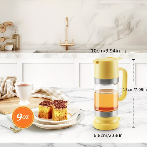Glass Honey Dispenser, Drip-Proof Honey Jar with Handle