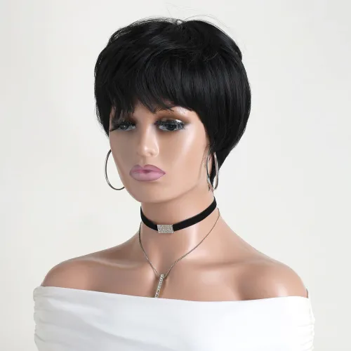 Synthetic Short Curly Black Wigs For Women 10 Inch Natural Looking Wig Suitable