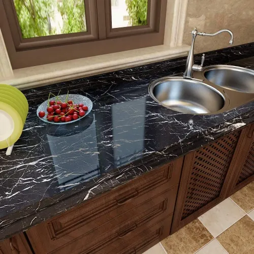 Marble-pattern Self-adhesive Wallpaper Kitchen Stove Cabinet Anti Oil Aluminum Foil Stickers Ceramic Tile Renovation Wallpaper