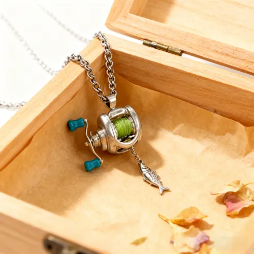 Rotating Handle Necklace Exquisite Spinning Reel Pendant Mini Casting Reels Pendant High-Quality Mini Fishing Reel Necklace