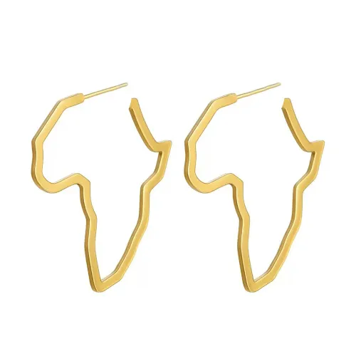 Stainless Steel African Map Exaggerated Large Earrings Fashion Personality Simple Commuting Geometric Jewelry Earrings