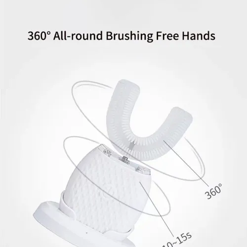 Electric Toothbrush for Adult Automatic USB Charge U-Shaped Sonic Wave Toothbrush 360 Degrees Intelligent Rechargeable Toothbrus