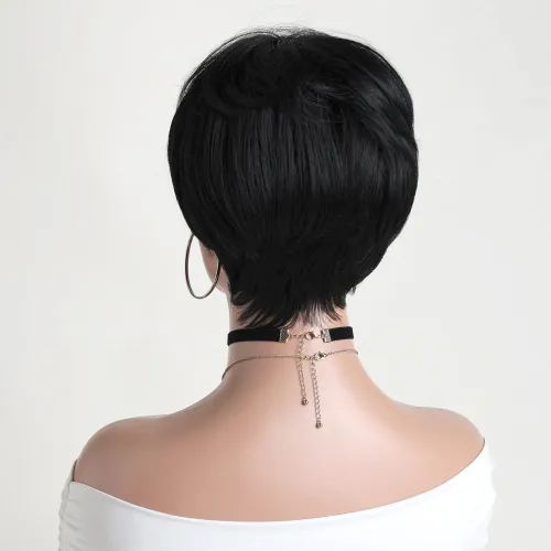 Synthetic Short Curly Black Wigs For Women 10 Inch Natural Looking Wig Suitable