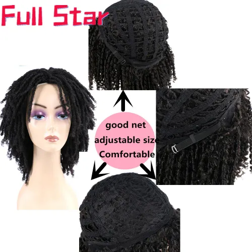 Short Dreadlock Wig Twist Wigs for Black Women Men Afro Curly Synthetic Glueless Wigs Short Afro Twist Faux Locs Braided Wig