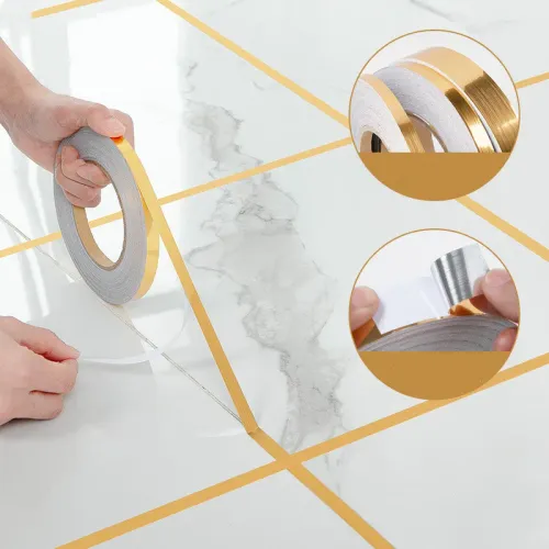 50M Ceramic Tile Mildewproof Gap Tape Decor Gold Silver Black Self Adhesive Wall Tile Floor Tape Sticker Home Decorations