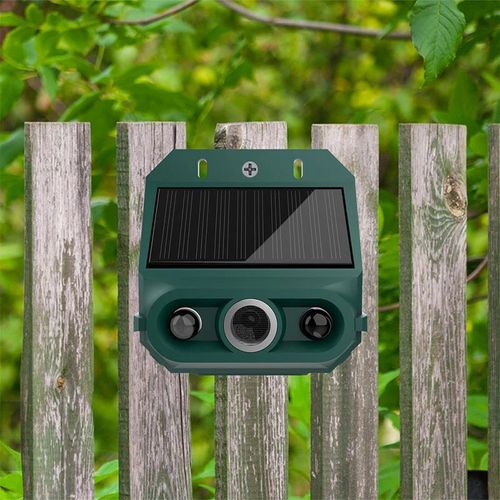 Solar Powered Animal Repeller – Ultrasonic + flashing light. Weatherproof . Keep pests away naturally