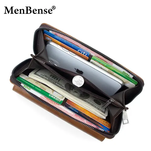 PU leather men's wallet, large capacity lock clip, loose card holder, can hold mobile phones