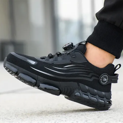 Rotating Button Safety Shoes Men Steel Toe Sneaker Air Cushion Work Shoes Man Puncture Proof Work Safety Boots Protective Shoes