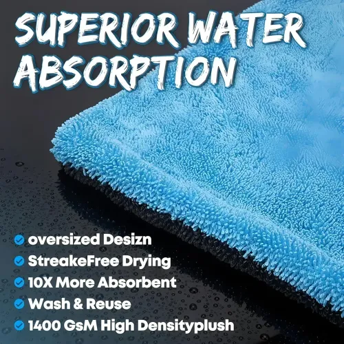 1400GSM Ultra-Thick Drying Towel for Car Motorcycle Oversized Cleaning Cloth Soft High Absorbent Car Detailing Towel