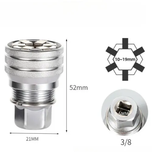 3 or 8 Inch 10-19mm Adjustable Hex Universal Socket Torque Ratchet Wrench Head for Mechanic Tools Socket Set Wrench Socket Adapter