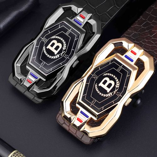 Official Odogwu Luxury B Designer Belt 100 Percent Pure Genuine Cowhide Leather Automatic Ratchet No Hole Buckle Premium Elite Edition 120cm