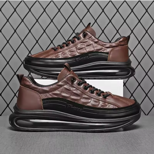 Mens Retro Leather Shoes Genuine Leather Casual Sneakers Alligator Pattern Casual Shoes Platform Shoes for Men Zapatos De Hombre