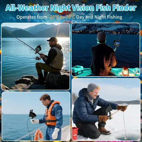 Underwater Fishing Camera 5 Inch 1000TVL IPS Monitor Fish Finder Wide Angle IP68 Waterproof Infrared Night Vision with 65ft Cab