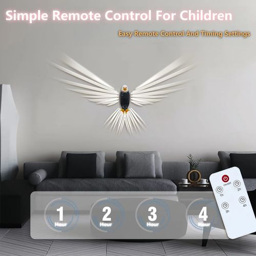3D Eagle Wall Light with Remote Control, Magnetic Mount & USB Charging