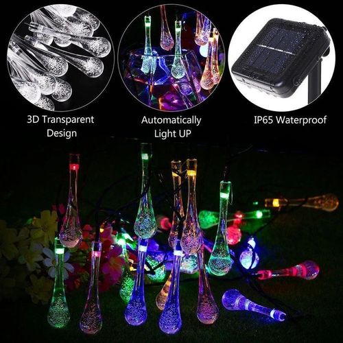 Light Up Anywhere Instantly! Solar No-Cord Waterdrop String Lights