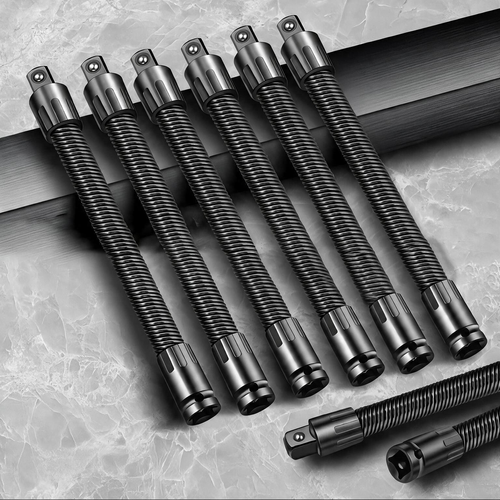 3pcs 250mm Flexible Socket Extension Ratchet Drive Socket Extension Bar Bendable Elastic Joint Head Post Connecting Link