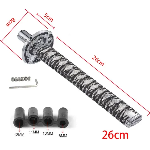 Universal Car Shift Knob, Katana Samurai Sword Metal Weighted Shifter 150mm 200mm 250mm, Fits Most Car Accessories