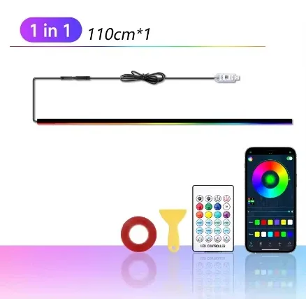 Car LED Acrylic Light Strip RGB Auto Interior Strip Lights Remote Phone APP Control Decorative Atmosphere Lamp with APP Remote