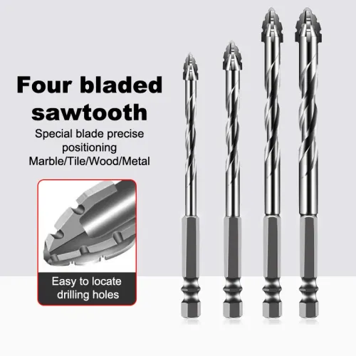 4pcs Tungsten steel serrated drill set, suitable for ceramics, tiles, and glass concrete 6mm+8mm+10mm+12mm