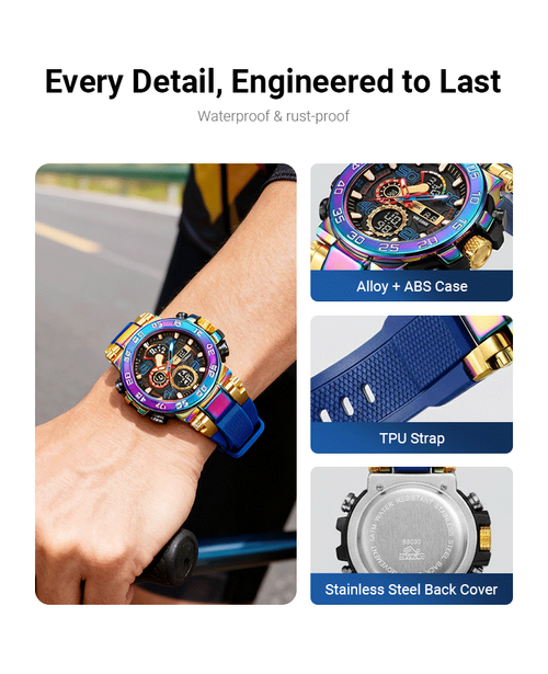 ⌚ 60% OFF! ✨ Multifunctional LED Watch - Waterproof, digital display, 7 sports modes, with sleep monitoring function, perfect for outdoor and daily use 🌟🔋 Blue color