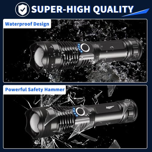 High-power white laser flashlight rechargeable zoom outdoor patrol searchlight （No battery included）