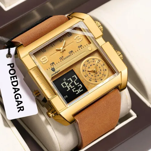 Swiss Brand Fashion Luxury Men's Watch  Water-Resistant, Luminous, Date & Day Display Multifunctional Digital Quartz Men's Watch