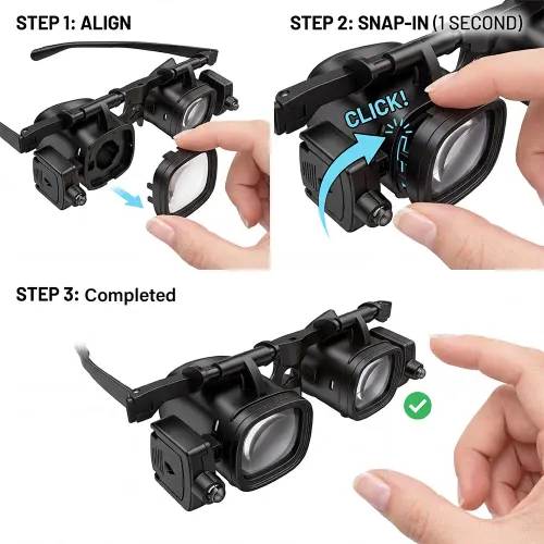 2X 6X 10X 24X Multi-Power Double Magnifier Eye Glasses Watch Repair Loupe Jeweler Magnifying Glass with LED Lights