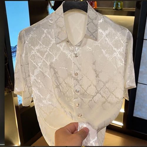 White Ice Silk Short Sleeve Top (Affordable Luxury Style)