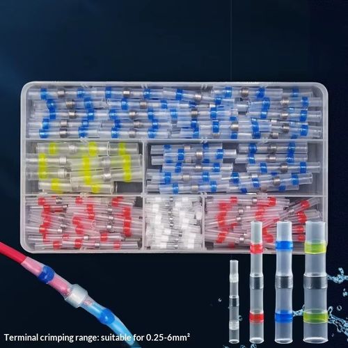 Heat-shrink solder connectors (pack of 50 or 100) – waterproof solder seal, heat-shrink butt connectors.