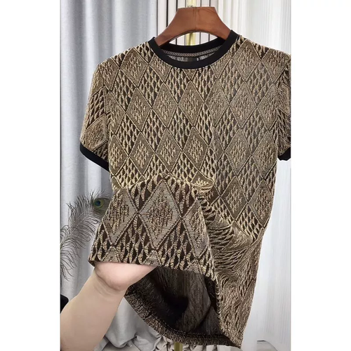 Golden Rhombus Mesh Men Short Sleeve Tee