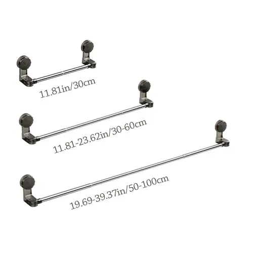 Durable Suction Cup Towel Rack Wall Mounted Adjustable Towel Bars Retractable Multipurpose Clothes Drying Rack