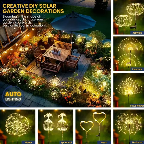 4-pack Solar Waterproof Outdoor Firework Lights