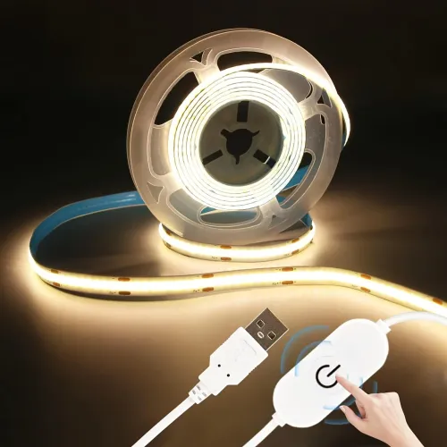 COB LED Strip Lights Touch Sensor Dimmable 5V USB Flexible Ribbon Tape