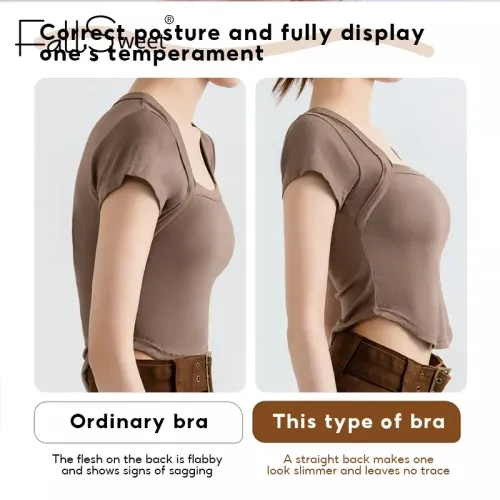Wireless Posture Correction Bra for Women Seamless Push Up Bralette with Cross Back Support for Daily Shaping Lingerie