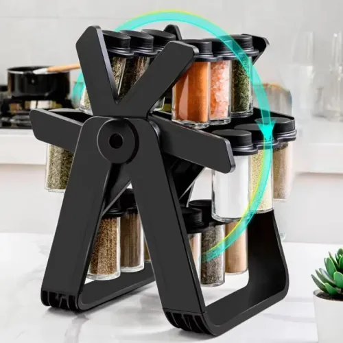 360° Rotating Ferris Wheel Spice Rack, Sealed Moisture-Proof Kitchen Storage for Seasoning Jars & Bottles