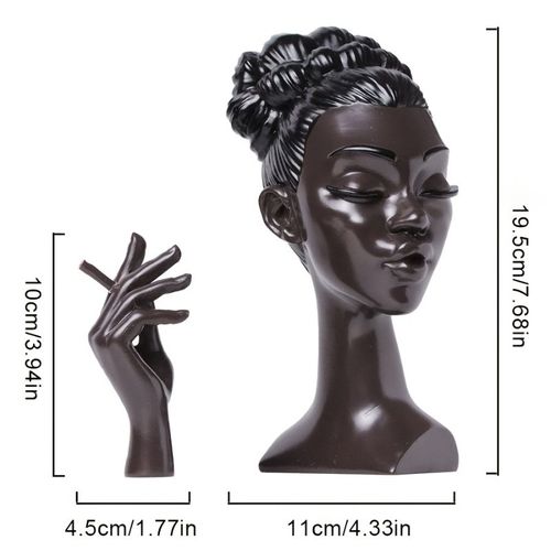 Elegant Women Head Incense Burner Black Women Face Resin Incense Stick Holder With 60Pcs Incense Cones for Room Bedroom Office