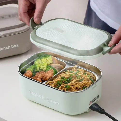 Durable 304 Stainless Steel Electric Lunch Box Constant Temperature 1000ml Food Heated Warmer Container Plug-in Heated Lunch Box