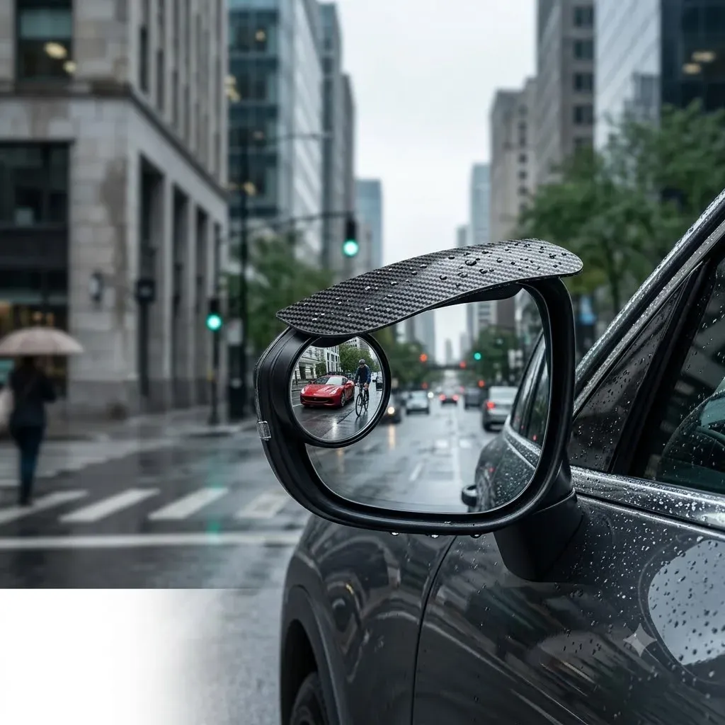 4PCS Car Blind Spot Mirrors with Rain Shield Universal Side Mirror Waterproof Cover Wide Angle Rearview Mirror Visibility Safety