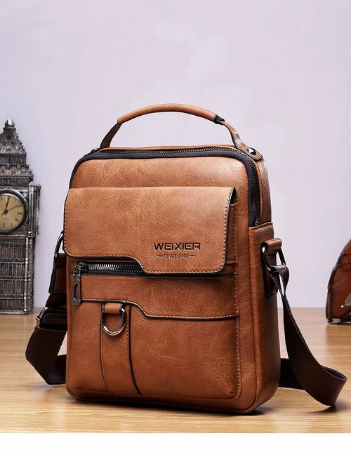 Men's Genuine Leather Crossbody Shoulder Bag