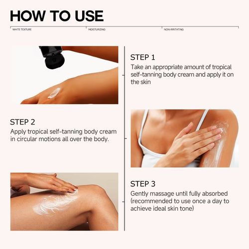 2pcs self-tanning lotion can be used on all parts of the face and body to hydrate and moisturize. faster and deeper tanning effects
