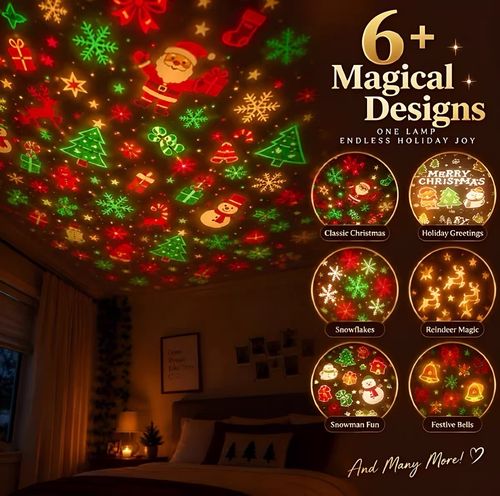 Christmas Tree USB Projector Light, Festive LED Holiday Lamp for Home Party & Christmas Decoration