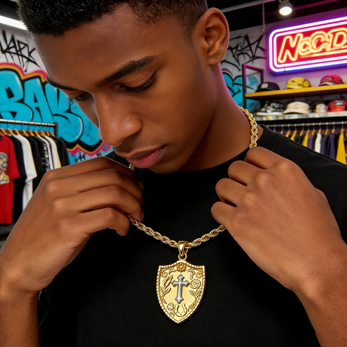 ❤️2026 New 14K Gold Shield Cross Pendant Necklace