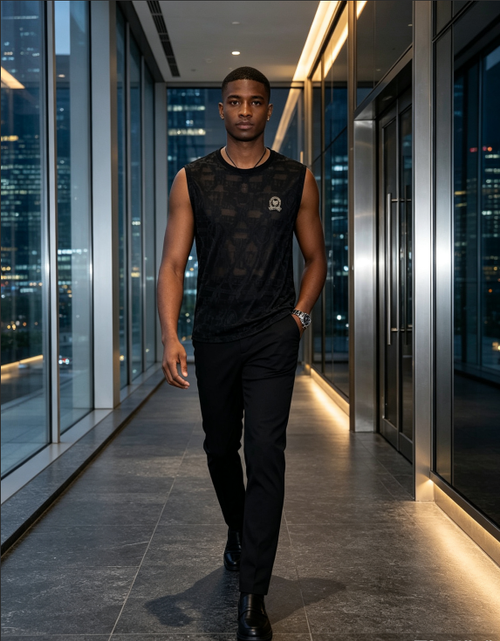 Ice Silk Jacquard Sleeveless Tank Top