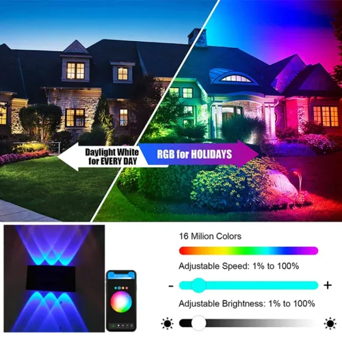 Ambient wall light changes color, WiFi app controls the up and down lights