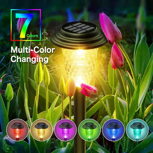 Solar Pathway Lights Outdoor Solar Yard Lamp RGB Color Changing  IP67 Waterproof LED Solar Lights for Garden Path