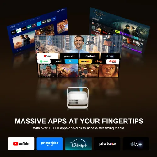 2026 New Portable Projector 4K HD Native 1080P 500 ANSI Supports Dolby Audio Outdoor Cinema